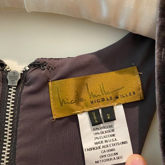 Dark Grey Nicole Miller Velvet Dress - Picture 9 of 10